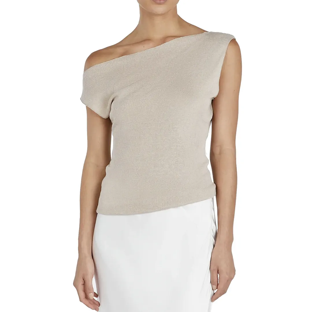 Uveng Spring And Summer Explosion Women's Slanted Shoulder Casual Net Color T-Shirt Top Women