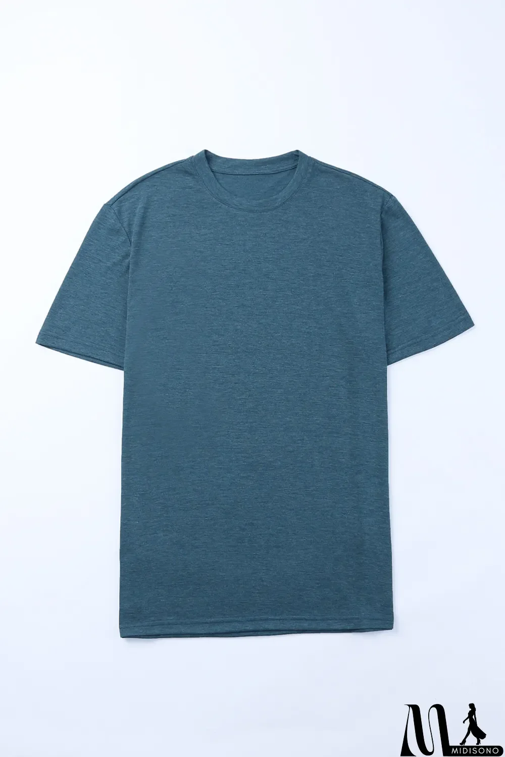 MidiSono - Blue Solid Basic Crewneck Short Sleeve Men's T-shirt