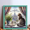 Cat By The Window-11CT Stamped Cross Stitch 40*40cm/15.75*15.75in tapestrymarket