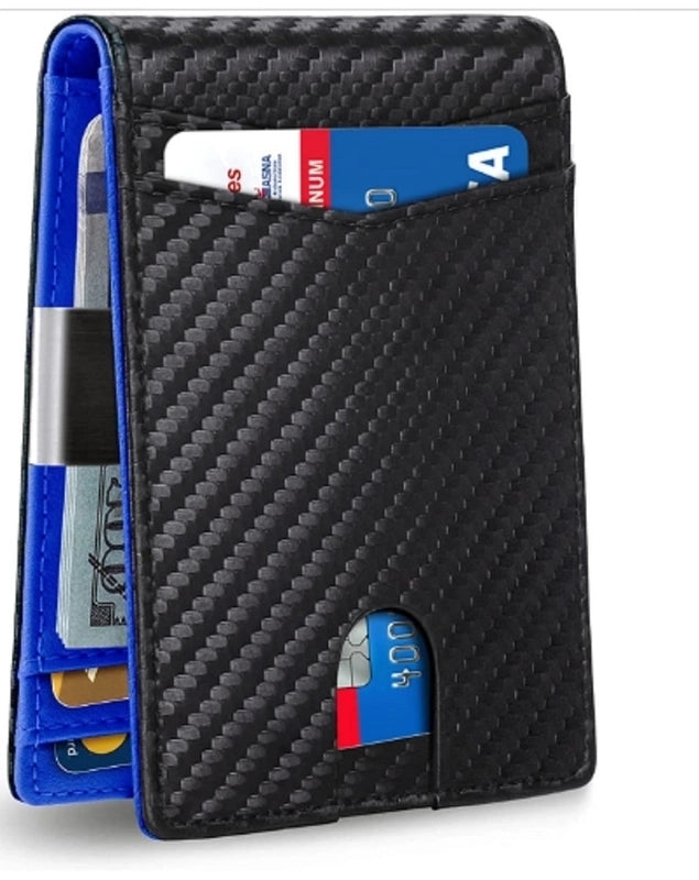 Men’s Solid Color Carbon Fiber Microfiber Flip Cover Card Holders