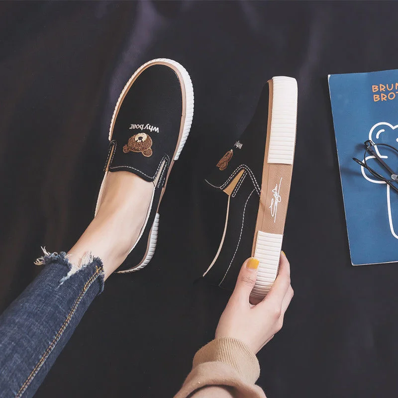 Sneakers Women Sports Kawaii Bear Canvas White Shoes Platform Flat Casual Running Vulcanize Spring Autumn Anime Trainers Korean