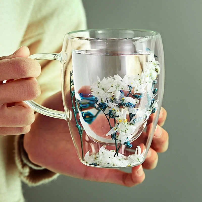 Casual Vacation Flower Borosilicate Glass Mug 1 Piece