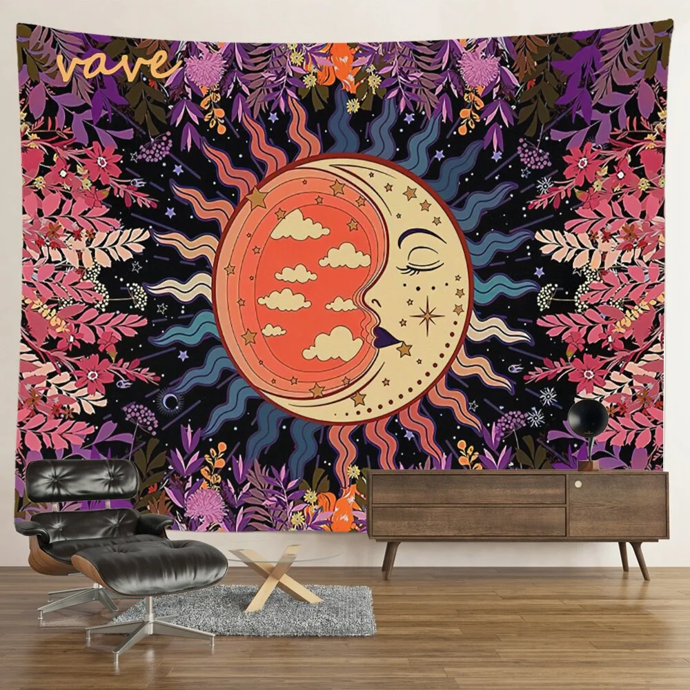 Nigikala Sun Moon Mandala Tapestry Wall Hanging Boho Hippie Witchcraft Astrology Cloth Fabric Tapestry Aesthetic Room Bedroom Decor