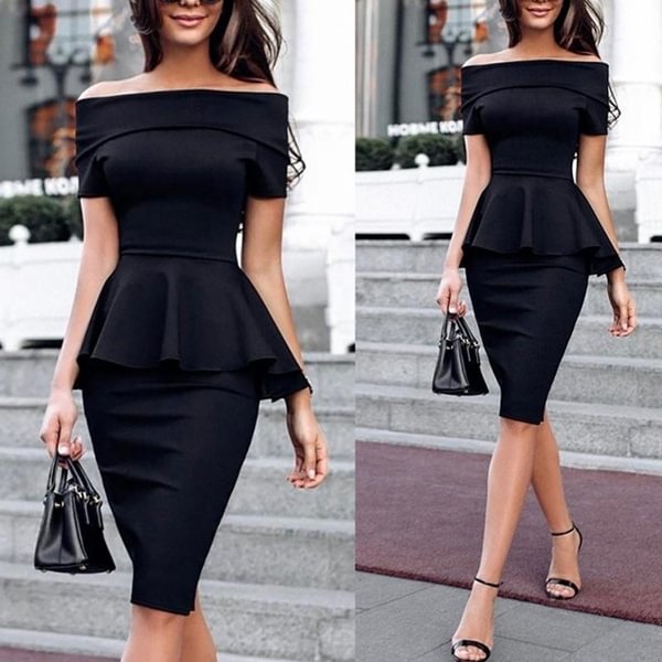 Women's Fashion Elegant Strapless Formal Office Skinny Dress - BlackFridayBuys