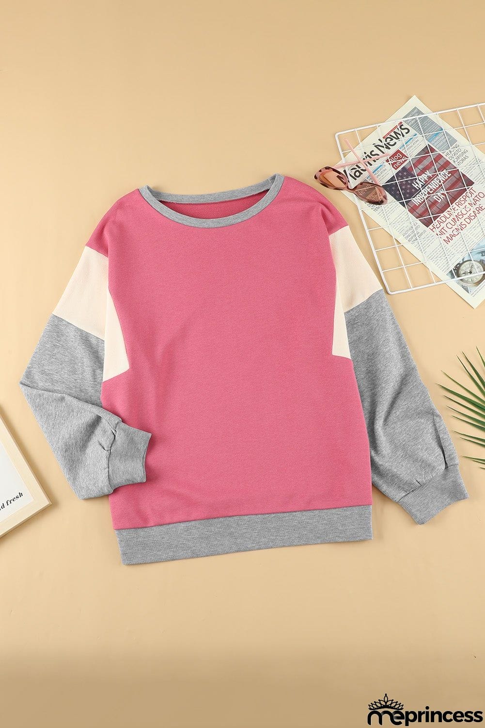 Women's Rose Colorblock Pullover Sweatshirt