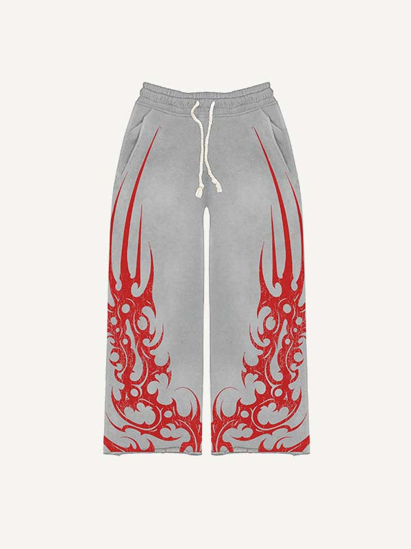Graphic Print Elastic Waist Pants