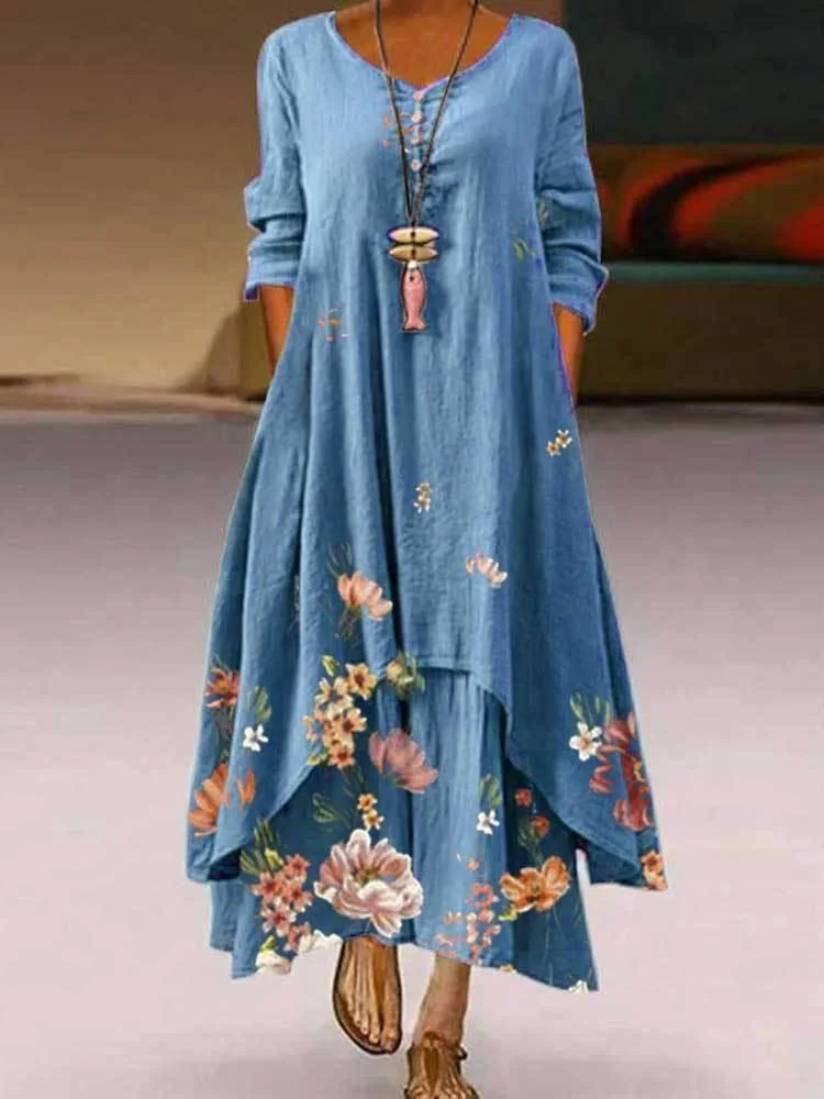 Women long print casual dress