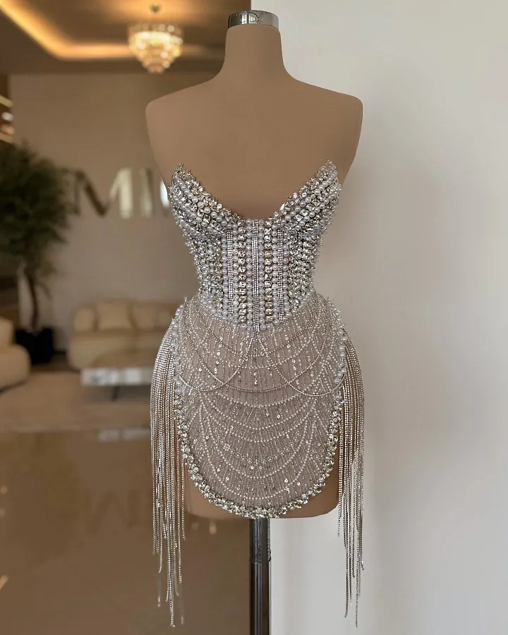short prom dresses with bling Sparkling Rhinestone Mini Dress with Beading for Prom, Evening, Homecoming