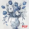 (PDF Pattern)Tulip Vase Still Life 11CT PDF Cross Stitch Pattern Instant Digital Download Counted Printable 17.72x17.72inch tapestrymarket