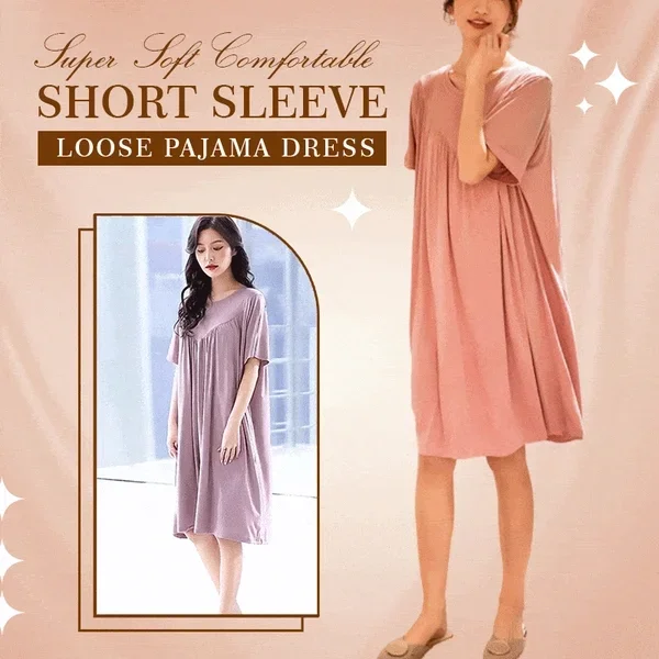 🧊Summer hot sale🧊Super Soft Comfortable Short Sleeve Loose Pajama Dress