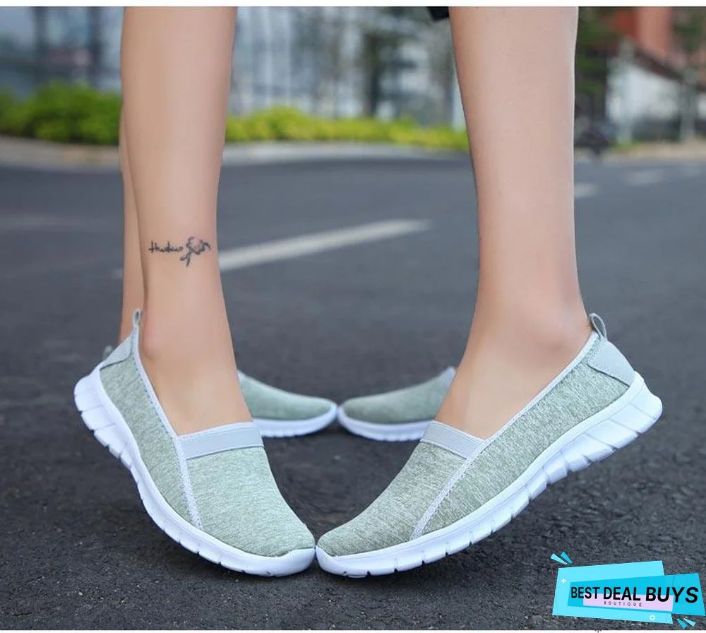 Women Slip On Loafers Plus Size Breathable Mesh Ballet Sneakers Flat Shoes