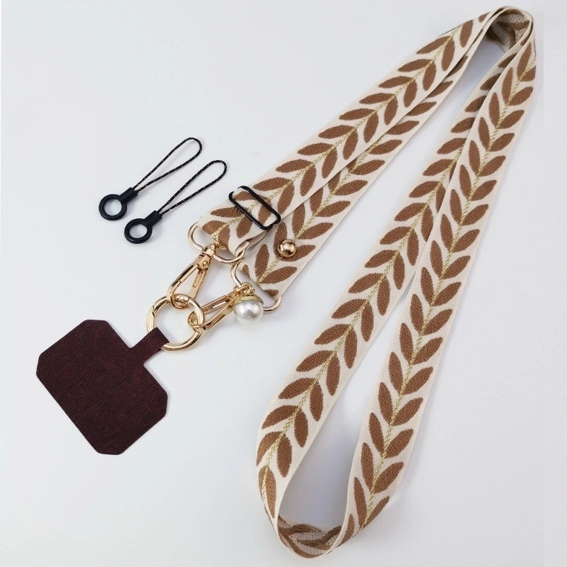 Minimalist Classic Style Geometric Cloth Mobile Phone Lanyard