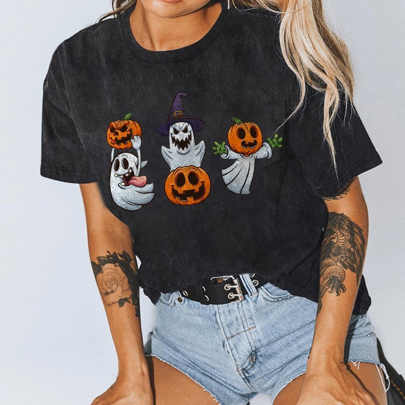 Halloween Ghost Printed Casual Women's T-shirt - Neojana