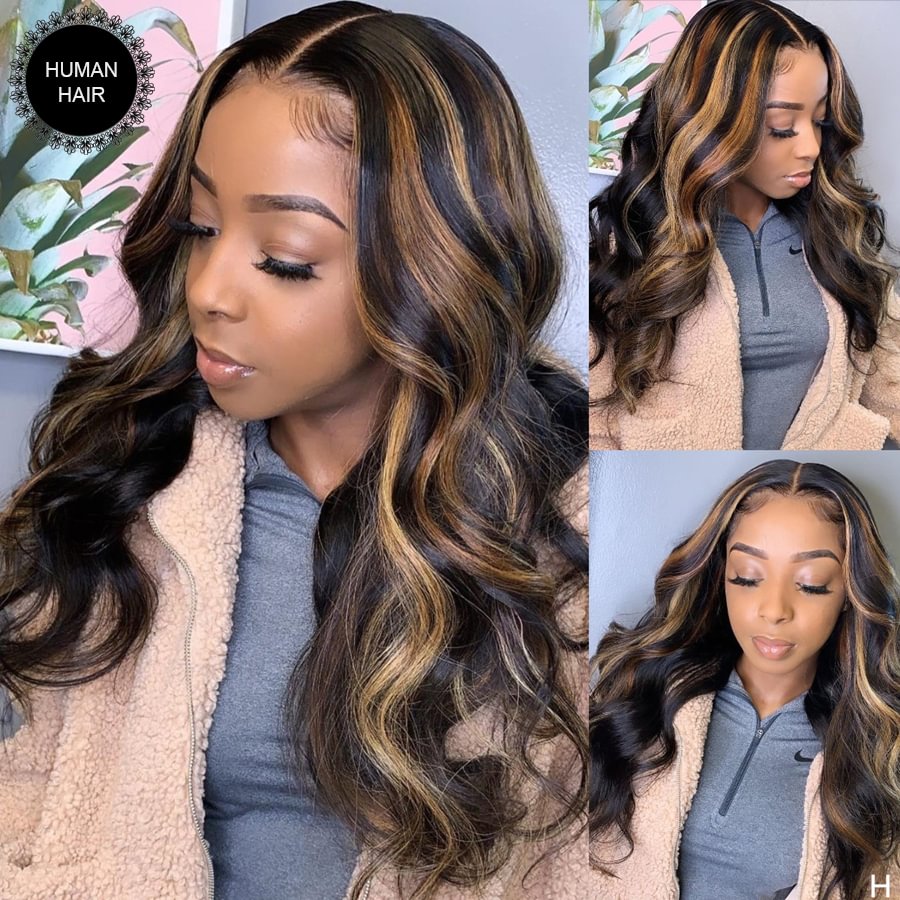 Daily Sales  | GLUELESS WIG HIGHLIGHT WAVE LACE FRONT NATURAL WIG 150% DENSITY SCALP TOP CLOSURE WIG WITH BABY HAIR