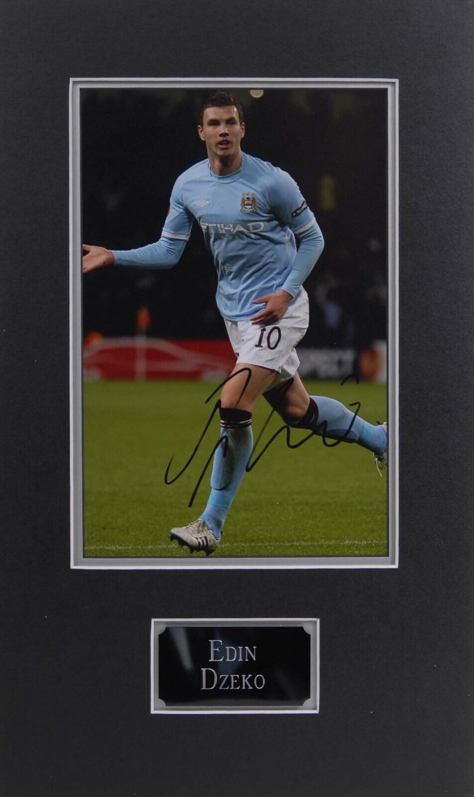 Edin DZEKO Signed & Mounted 12x8 Photo Poster painting AFTAL COA Man City Bosnia Football