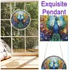 (18.5cm)DIY Acrylic Jigsaw Puzzle Window Hanging with Hanging Chain DIY Stained Glass Decoration Round Window Puzzle Decor for DIY Craft Project (Peacock)