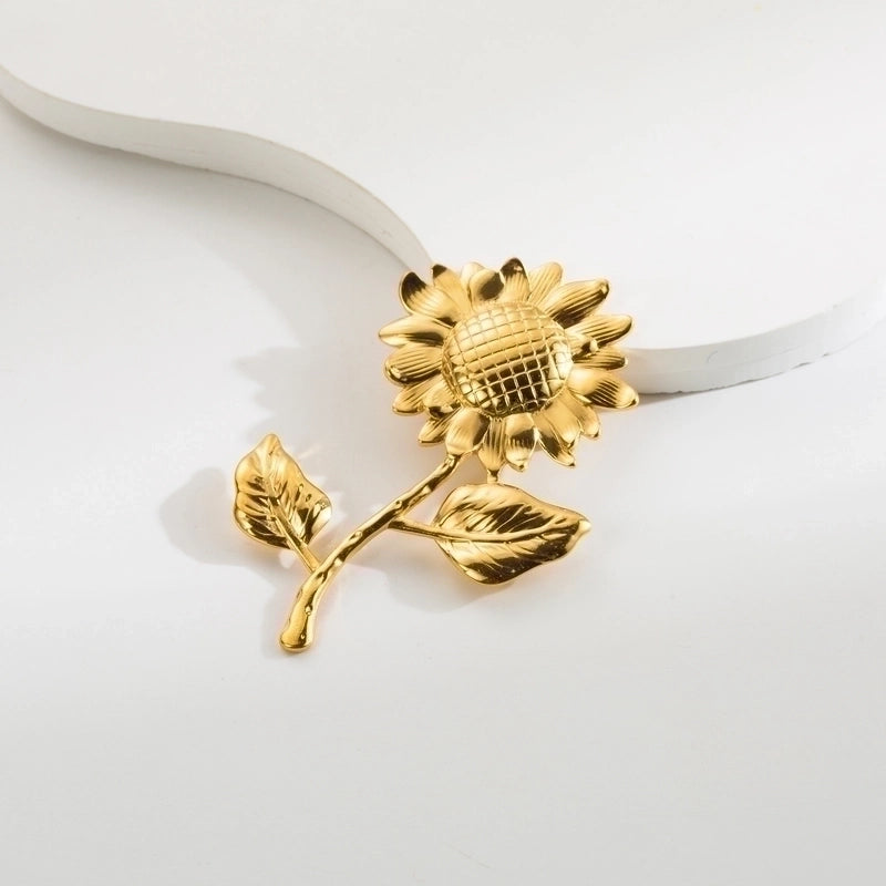 Vintage Style Animal Feather Flower 304 Stainless Steel Polishing Plating Unisex Brooches 1 Piece