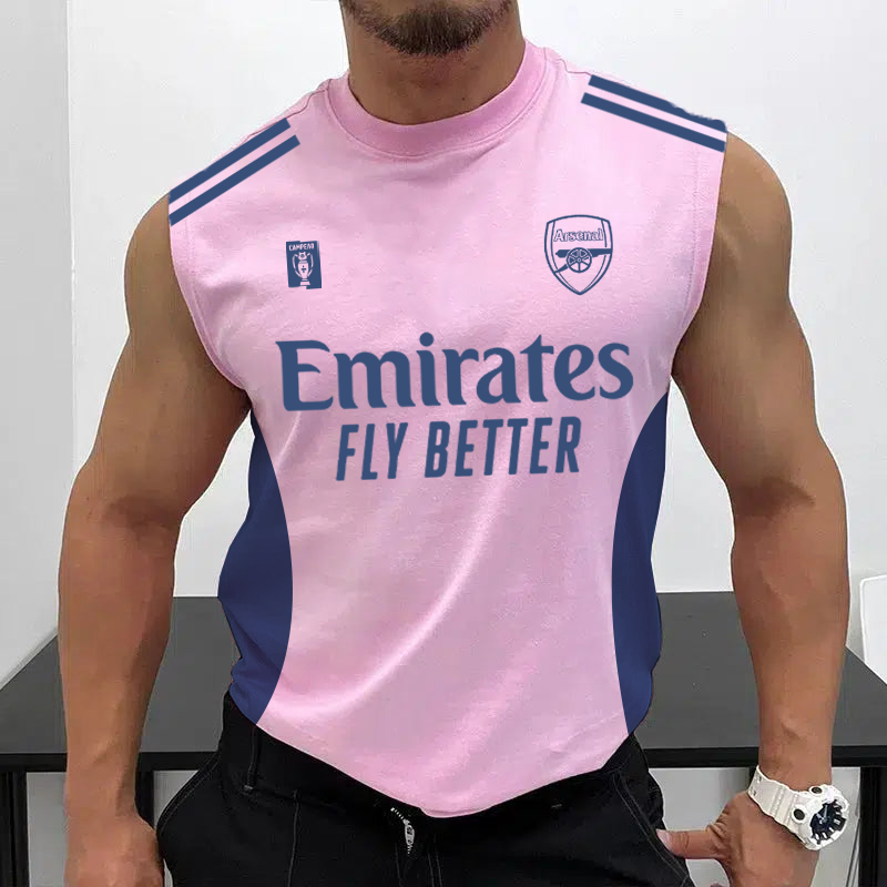 Men's Football Team Logo Print Jersey Casual Fitness Sleeveless Vest / TECHWEAR CLUB / Techwear