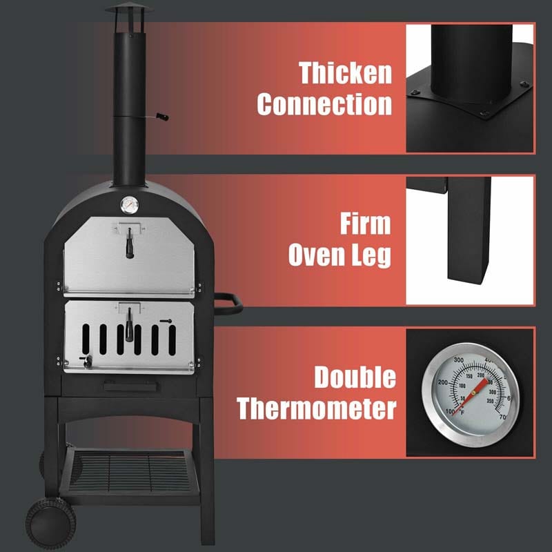 Outdoor Portable Pizza Oven with Pizza Stone and Waterproof Cover