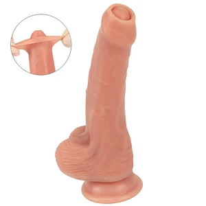 8.46 Inches Realistic Foreskin Dildo Big Silicone Uncut Dildo With Balls And Veins