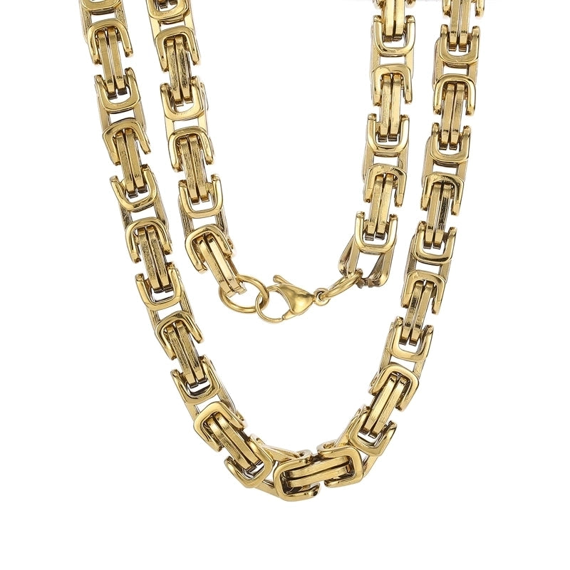 Rock Cool Style Color Block Solid Color Stainless Steel 18K Gold Plated Unisex Necklace