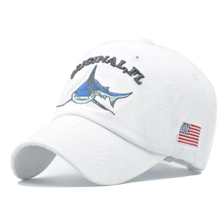 High quality men dad hat washed cotton shark embroidery denim hip hop baseball cap ladiescasual outdoor sports sun hat