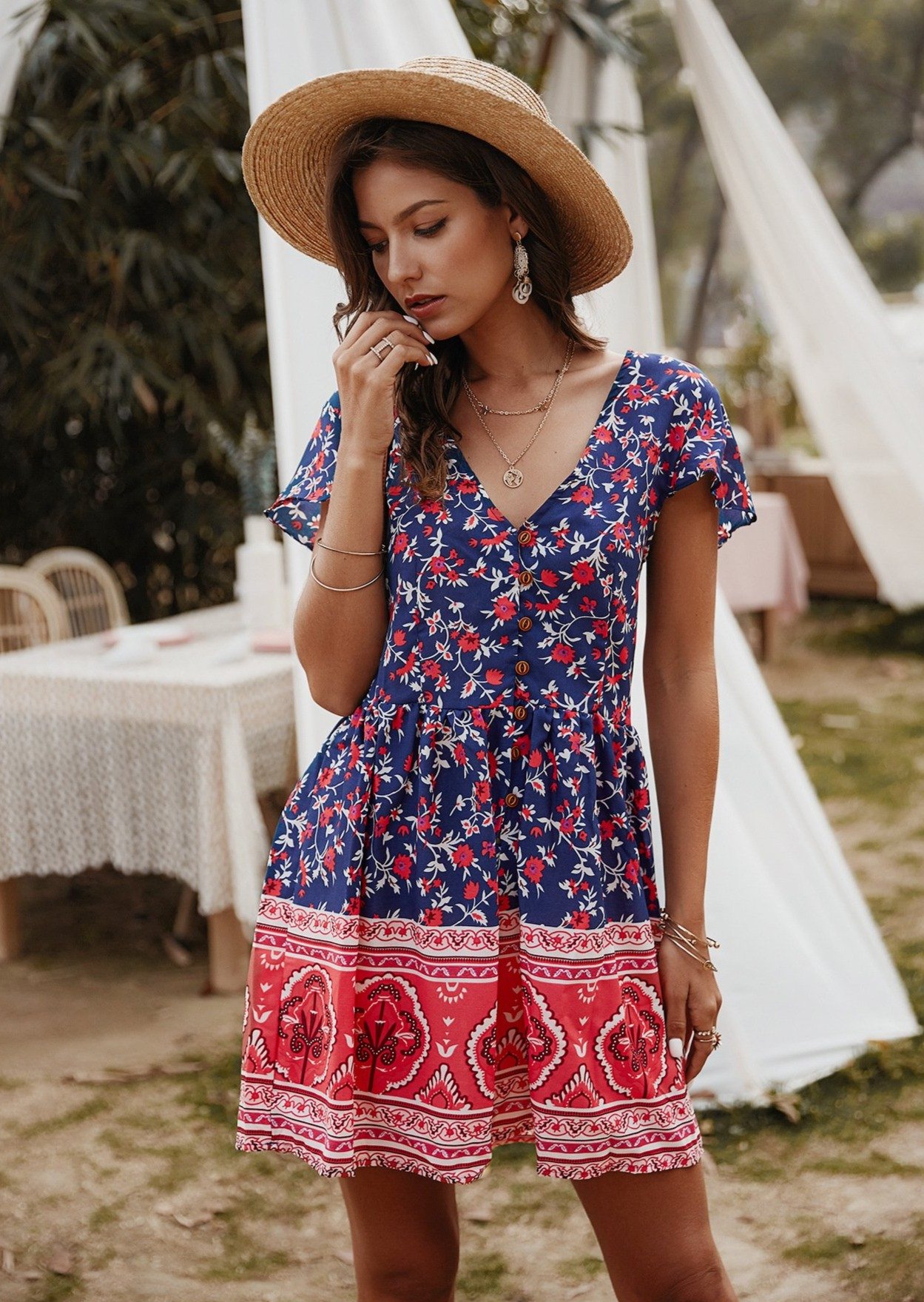 Women Floral Print Mini Dresses 丨August Lemonade