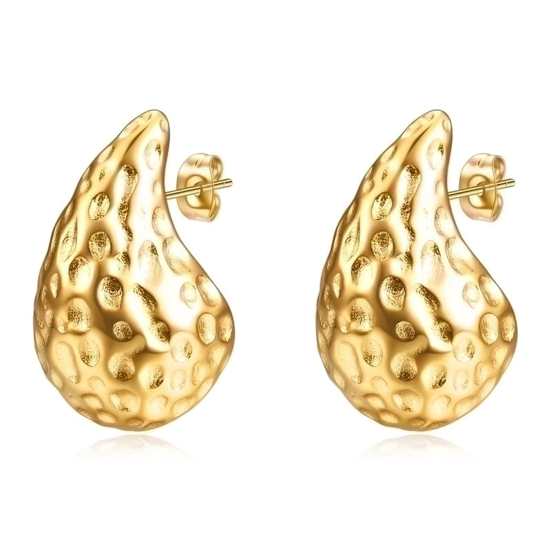 1 Pair Lady Water Droplets Plating Inlay Stainless Steel Artificial Diamond 18K Gold Plated Ear Studs
