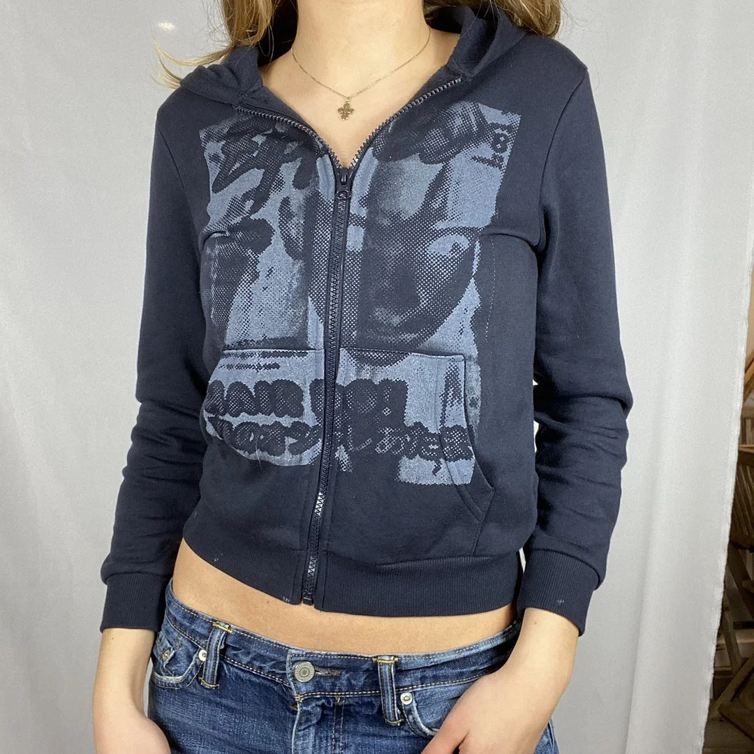 Brownm Polyester Fiber Printing Street Fashion Hooded Coat Sweatshirt Women's Cardigan