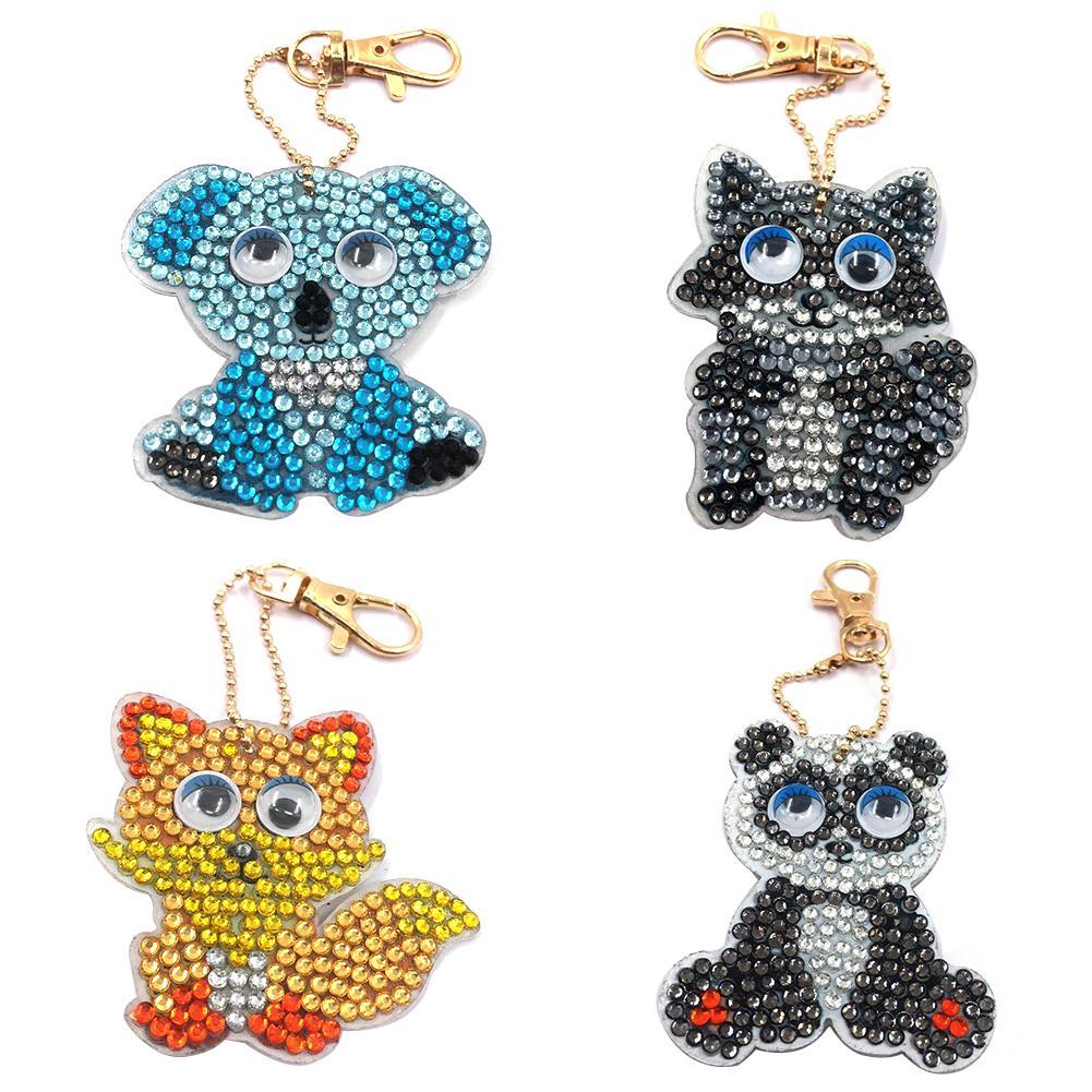 

4pcs Animal-DIY Creative Diamond Keychain, 501 Original