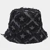 Unisex Trendy Star Frayed Edge Denim Foldable Fisherman Bucket Hat 