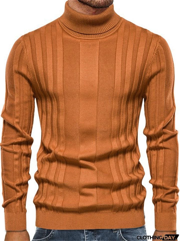 Casual Style High Collar Bottoming Shirt Men Knitted Tops
