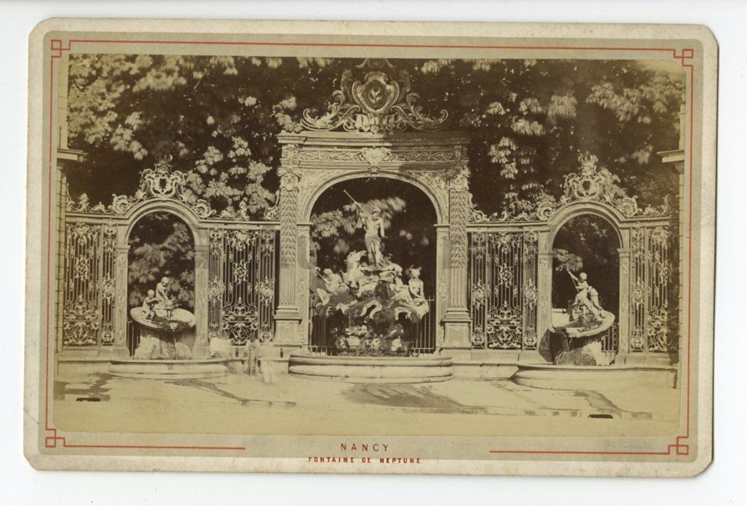 Nancy, France - Original 19th Century Cabinet Card Photo Poster painting - Fountain of Neptune