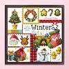 >SALE<Embroidery Cotton Thread 16CT Printed Four Seasons of Winter Cross Stitch24x24cm