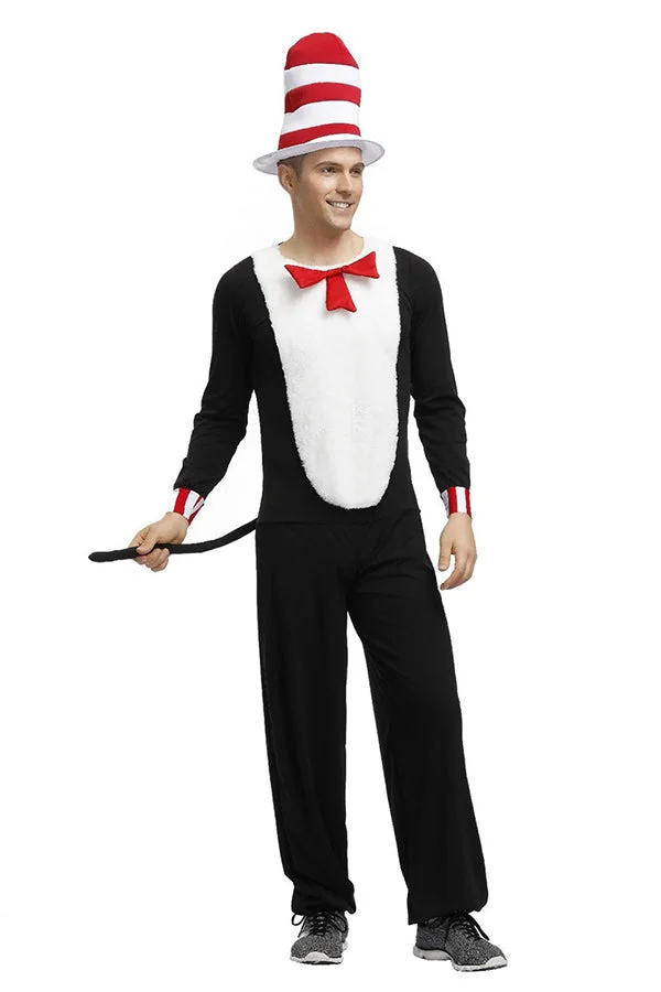 Halloween Mens Striped Cat Onesie Costume-elleschic