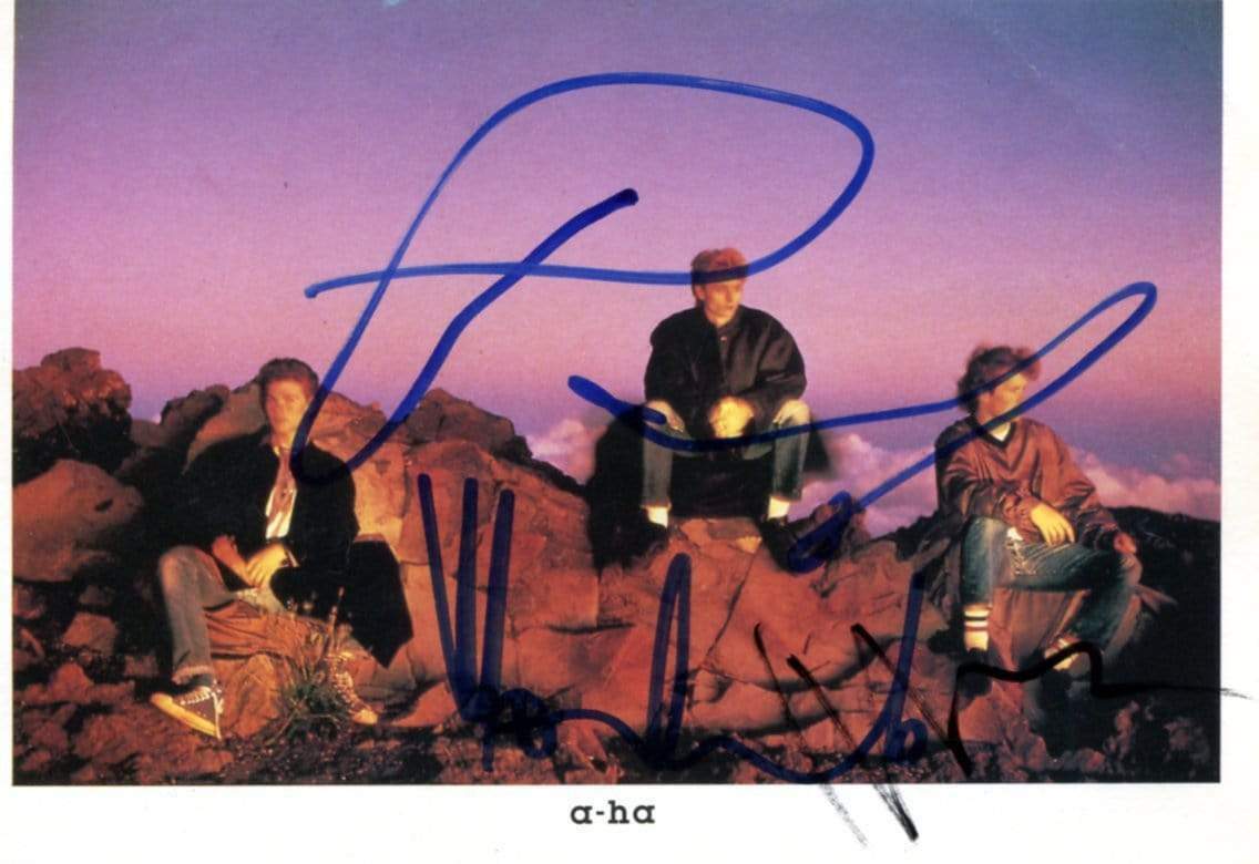 a-ha POP BAND autographs, signed Photo Poster painting