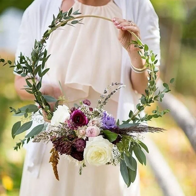 10-40cm Gold Metal Ring Flower Wreath Garland Weeding Decoration for Weddings Bridal Shower Home Party Decoration Catcher Hoops