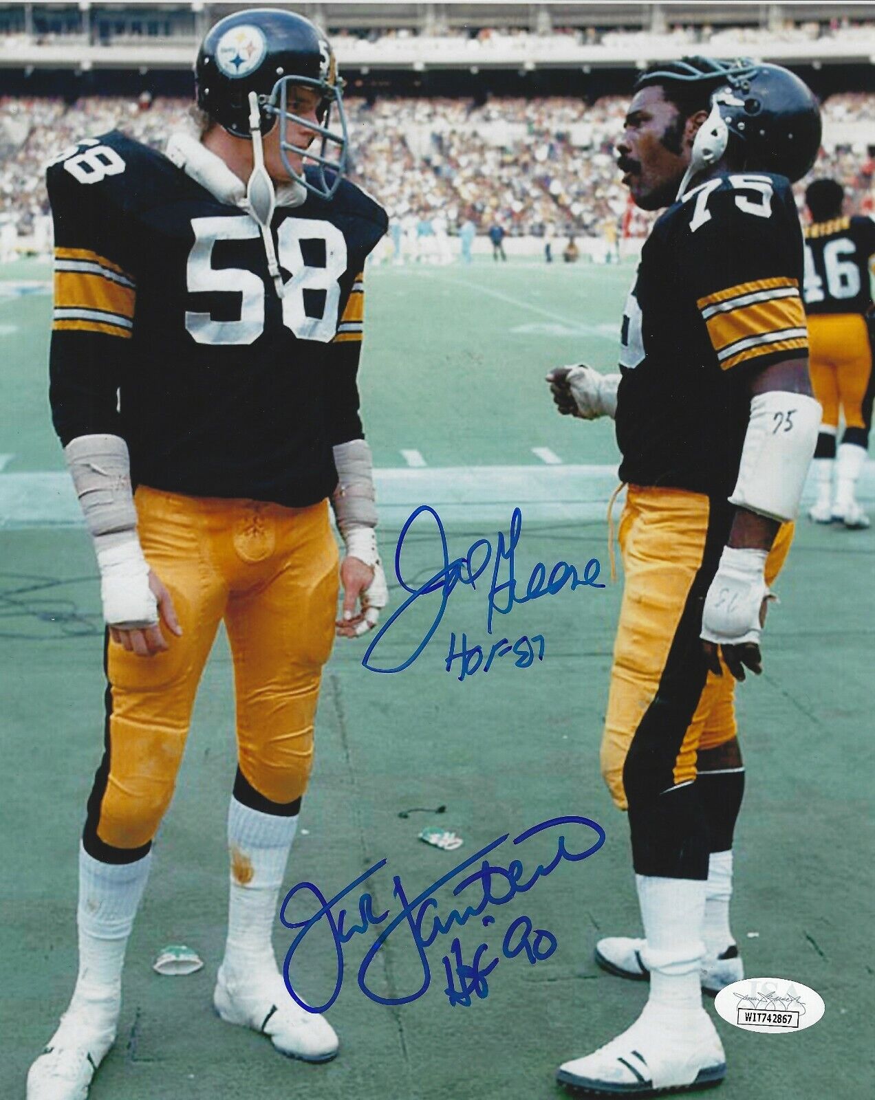 Autographed 8x10 JOE GREENE & JACK LAMBERT HOF Pittsburgh Steelers Photo Poster painting JSA