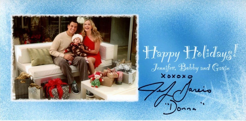 Jennifer gareis signed autographed christmas card Photo Poster painting