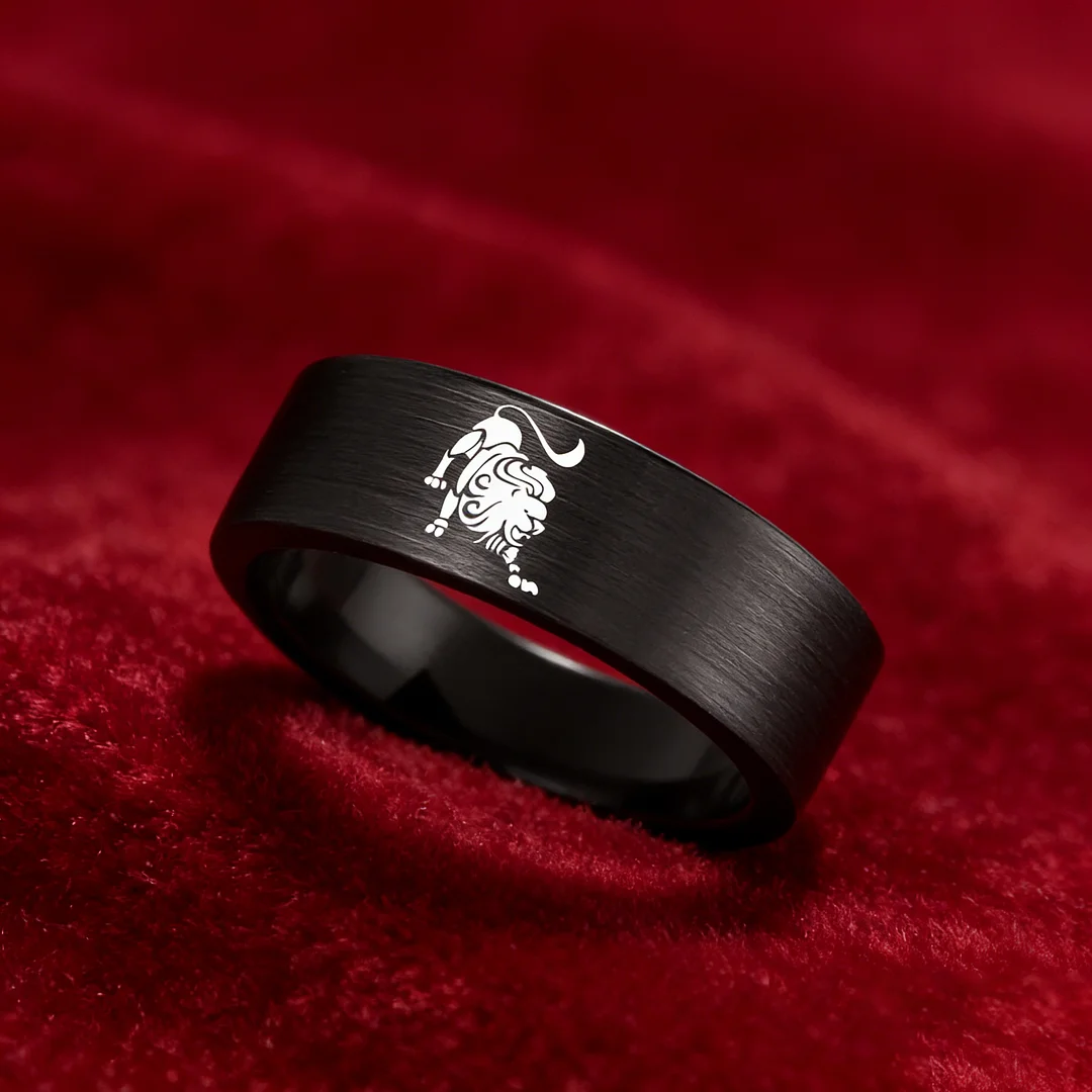 Mens Womens Flat Leo Tungsten Carbide Rings Black Couple Wedding Bands Top Comfort Fit 4MM 6MM 8MM Width