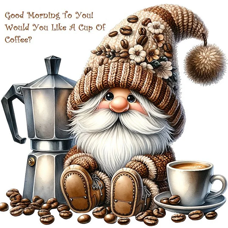 Coffee Bean Gnome 40*40CM (Canvas) Full Round Drill Diamond Painting gbfke