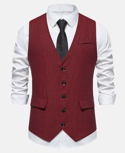 Business Solid Single Breasted Slim Fit Blazer Vest Okaywear