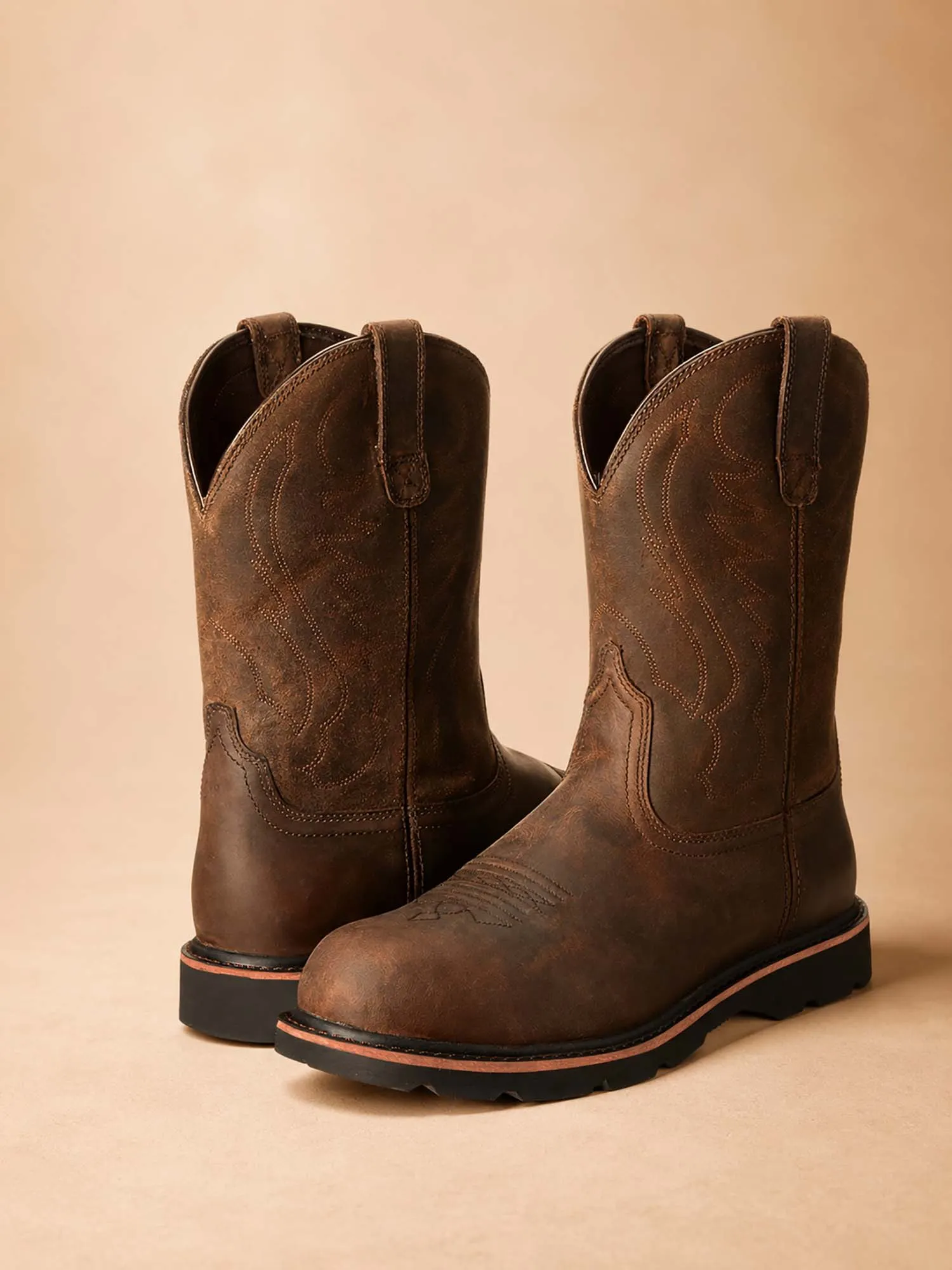 Vintage Patina Tactical-Camo Patchwork Heavy-Duty Spring/Summer 2026 Men's Cowboy Boots
