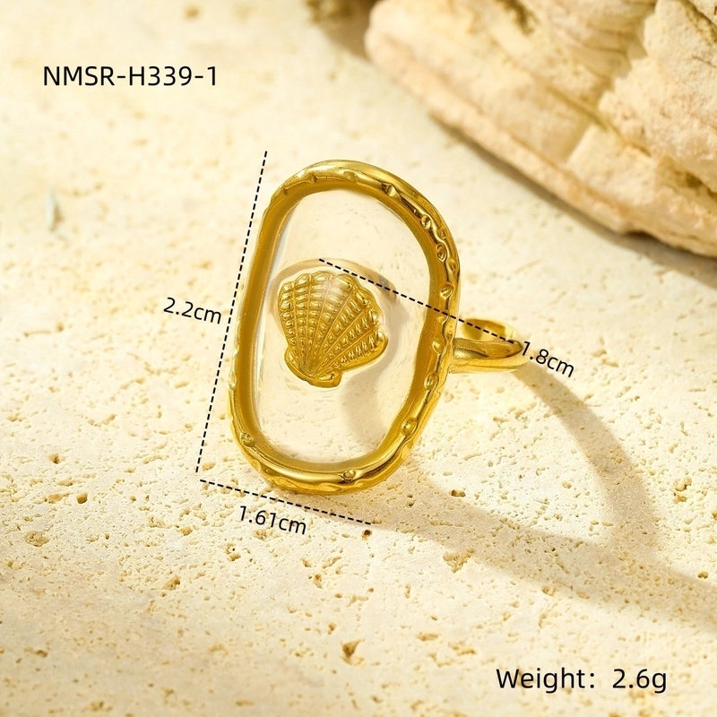 Basic Modern Style Classic Style Scallop Starfish 304 Stainless Steel Plating Open Rings