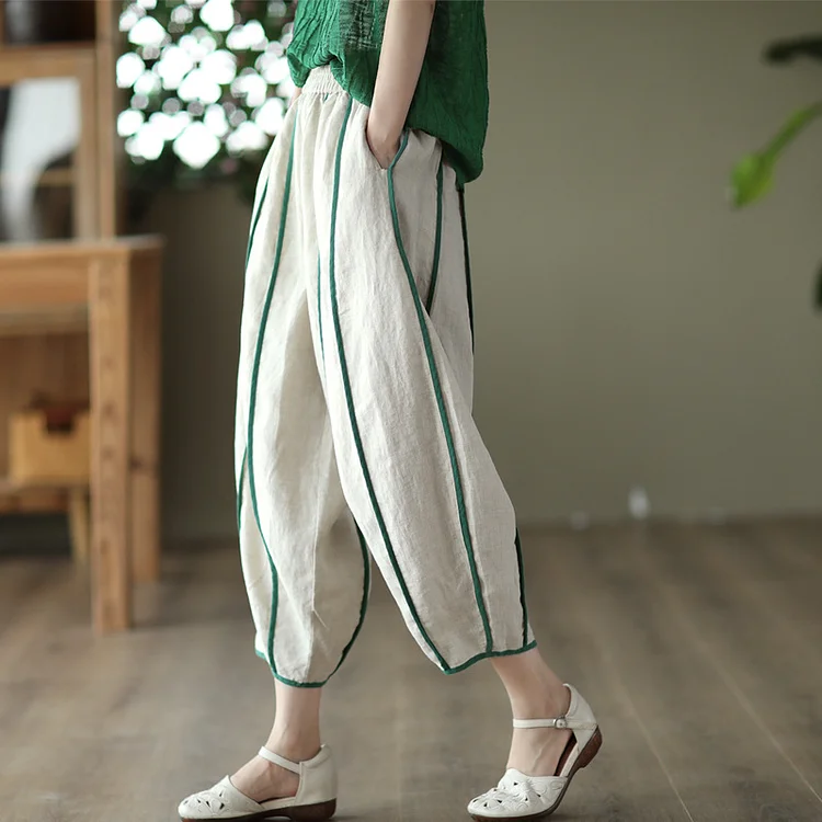 Literary Linen Striped Haren Pants