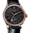 MEN'S WATCH ROLEX CELLINI DUAL TIME EVEROSE GOLD 50525 BROWN GUILLOCHE DIAL