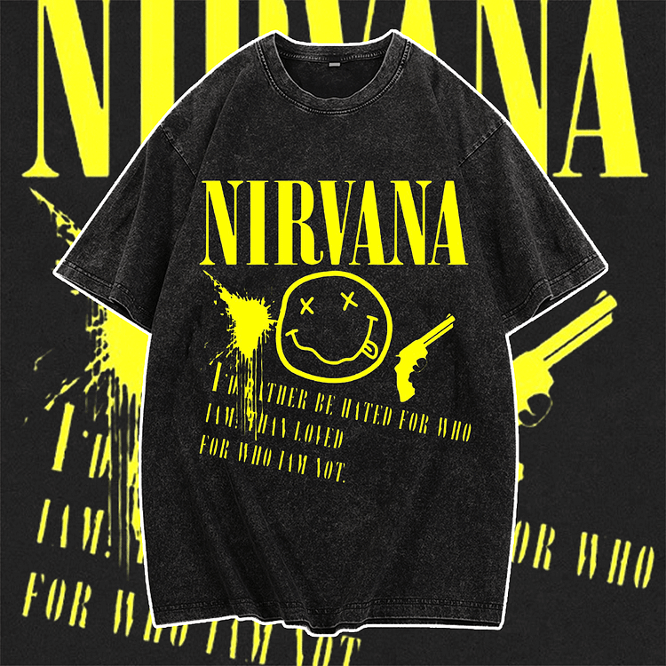 Davidhawaii100% Cotton Casual Vintage Street Rock Music Text Tee - 100% Cotton