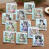 12Pcs Teacup Cat DIY Diamond Painting Greeting Card Kit for Adults Gifts