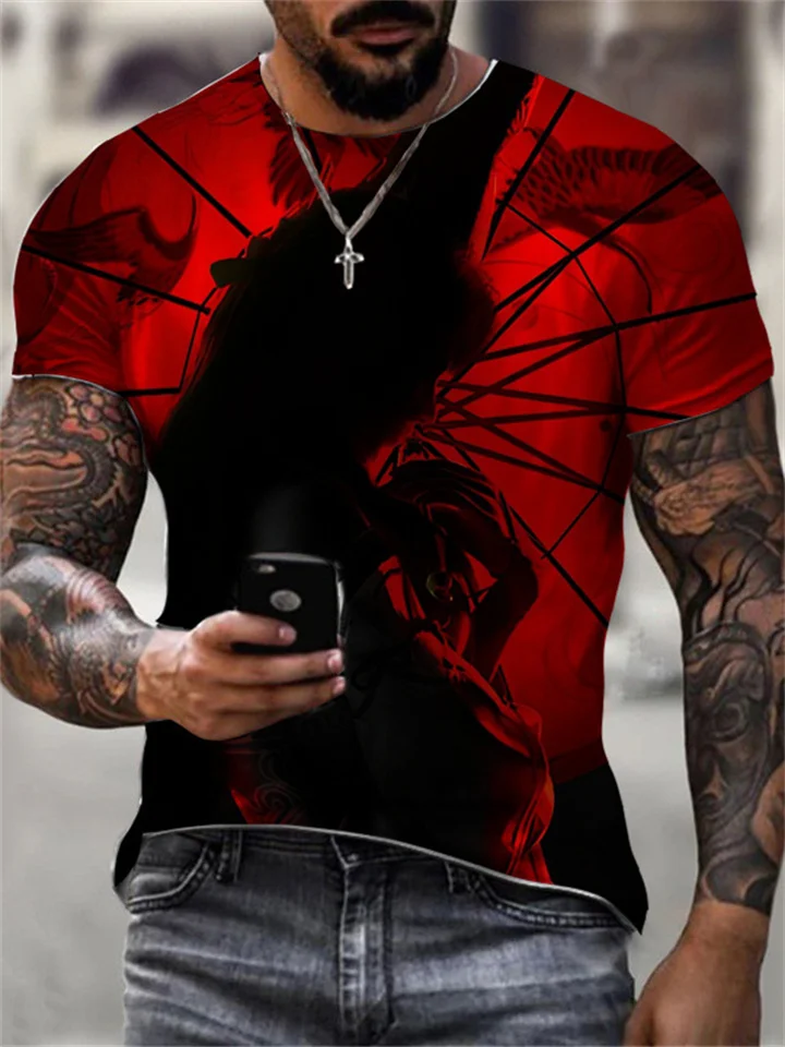 Summer Popular T-shirt Anime Eternal Robbery Infernal Surrounding Print T-shirt Men Loose Sports Models Short-sleeved
