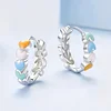 Dopamine Rainbow Heart Hoop Earrings 925 Sterling Silver